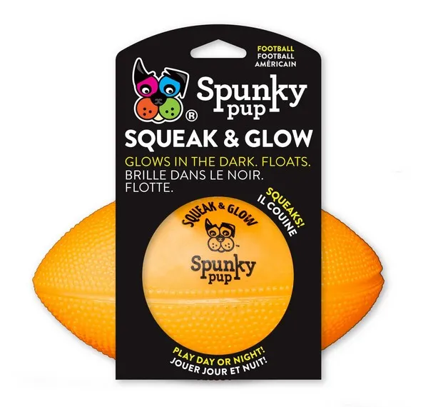 1ea Spunky Pup Squeak & Glow Football - Health/First Aid